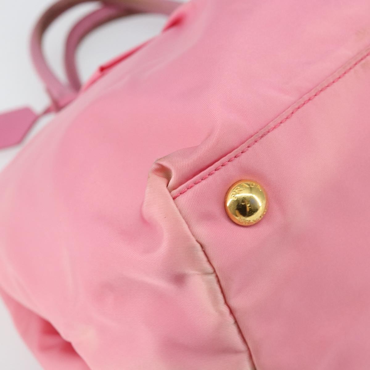 Prada PRADA Hand Bag Nylon Pink Gold Authentic 146881
