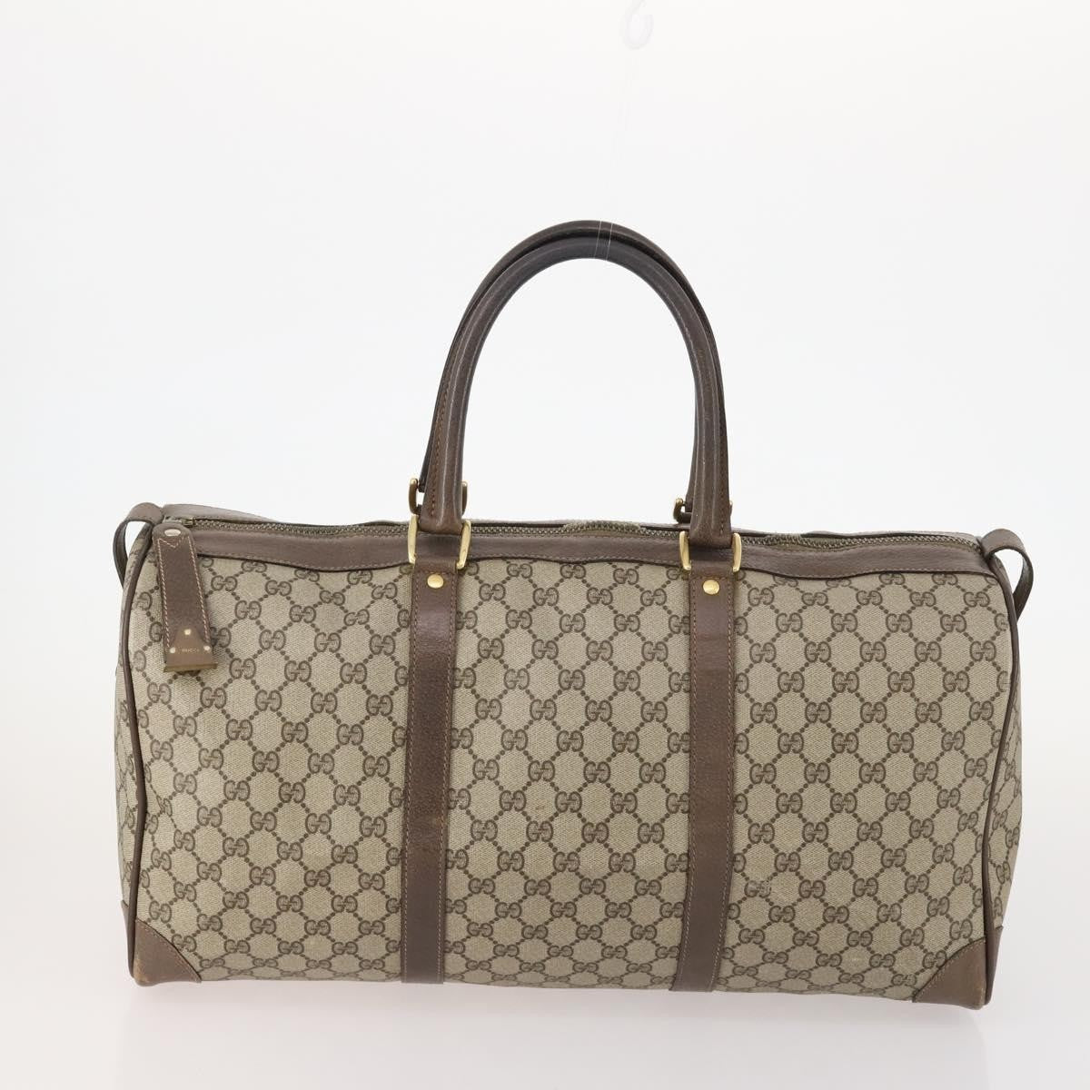 Gucci GUCCI GG Supreme Hand Bag Leather 2 Set Black Beige Authentic 173983