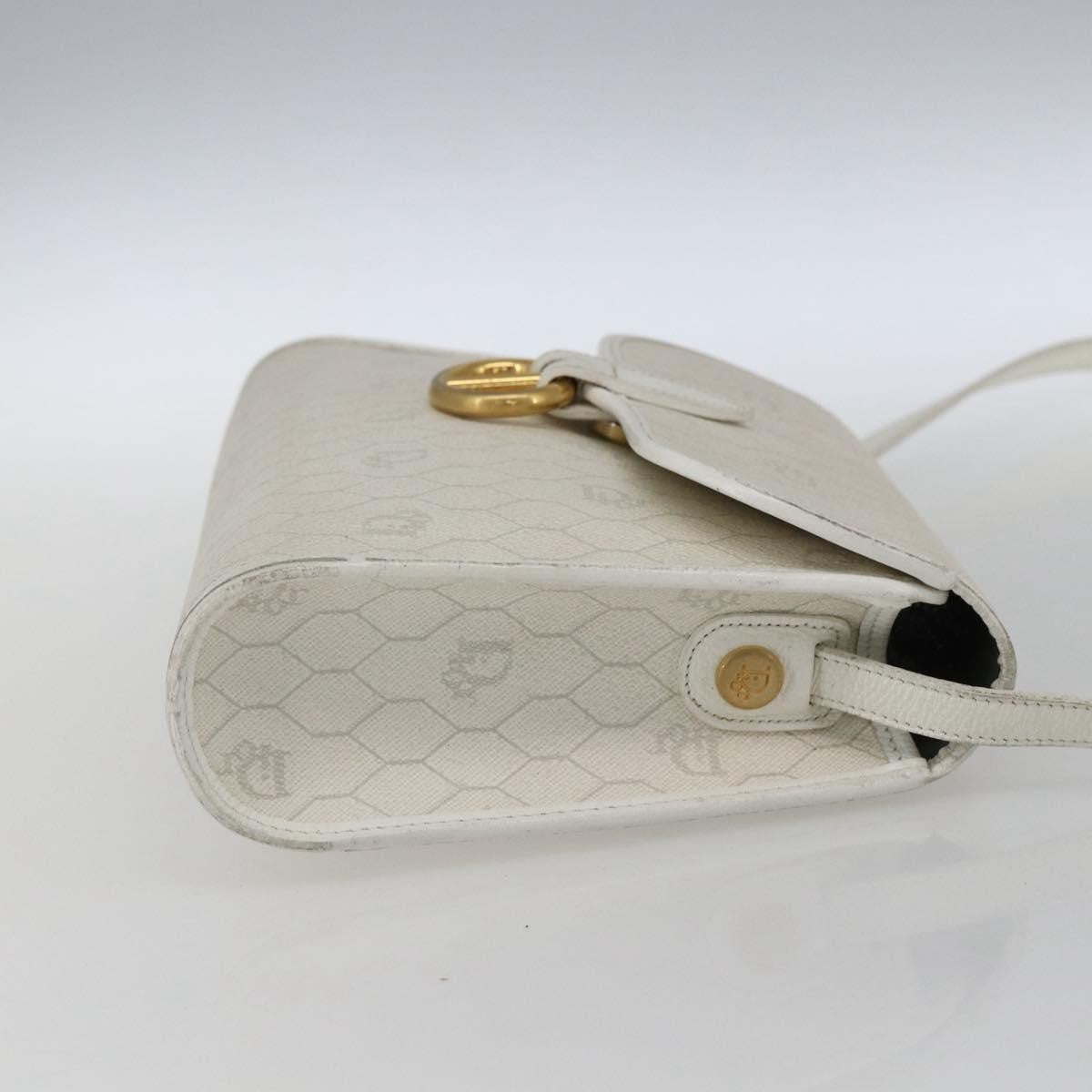 Dior Christian Dior Honeycomb Canvas Shoulder Bag PVC White Gold Authentic 170899