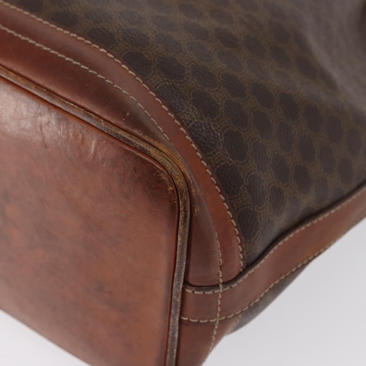 Celine CELINE Macadam Canvas Shoulder Bag PVC Leather Brown Gold Authentic 162040