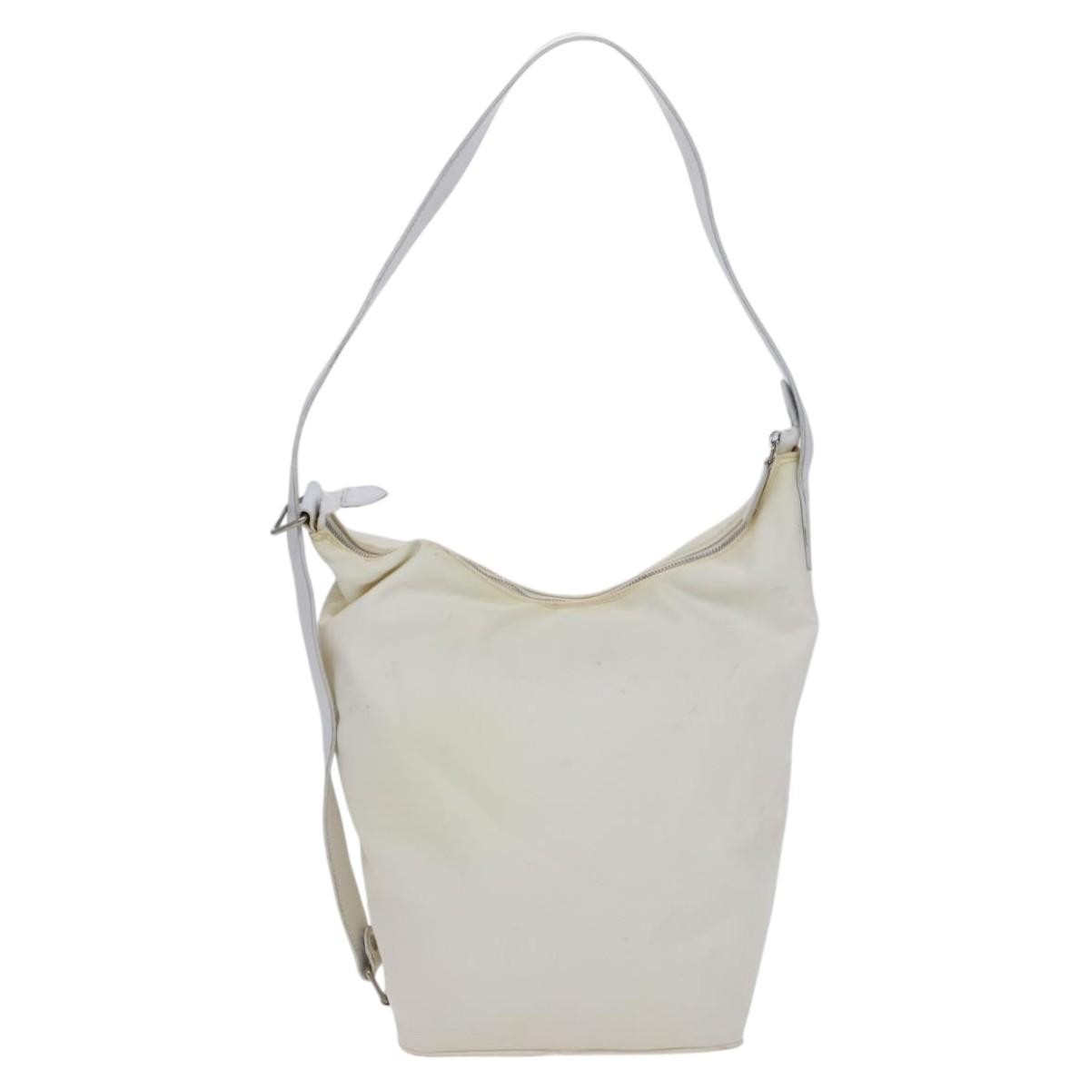 Fendi FENDI Shoulder Bag Nylon Leather Beige White Silver Authentic nb296