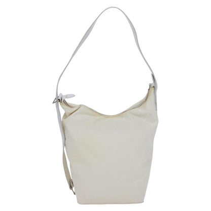 Fendi FENDI Shoulder Bag Nylon Leather Beige White Silver Authentic nb296