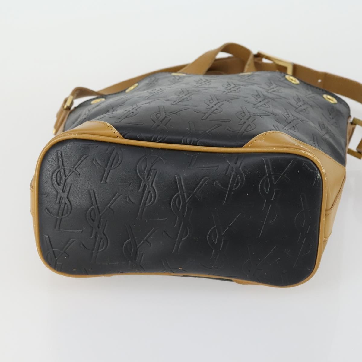 Saint Laurent SAINT LAURENT Hand Bag Leather PVC 2way Black Brown gold Authentic bs31752