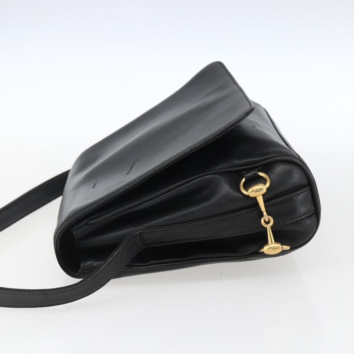 Gucci GUCCI Shoulder Bag Leather Black Silver 001 2214 Authentic ep13226
