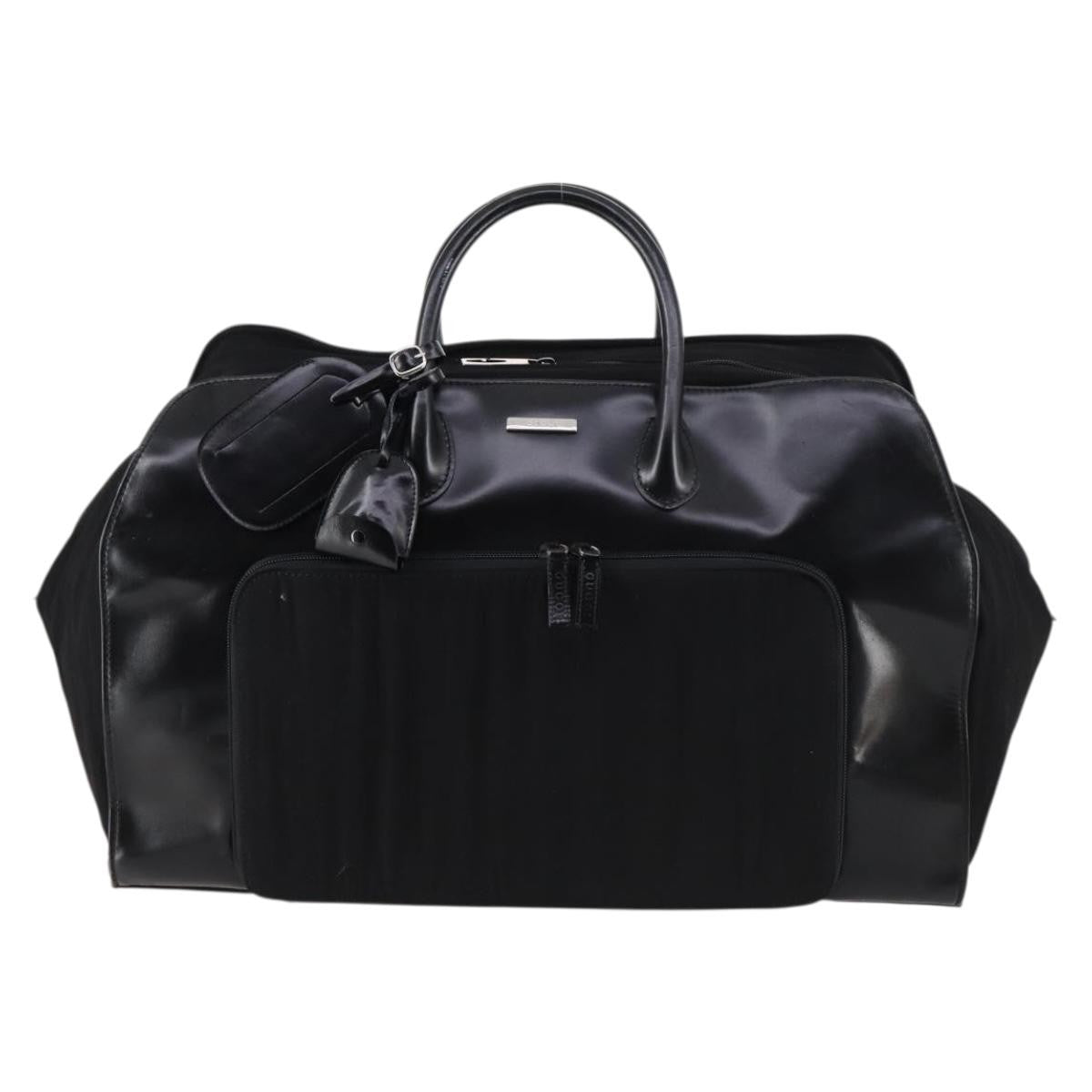 Gucci GUCCI Boston Bag Nylon Leather Black Silver 012 1553 0269 Authentic ti3430