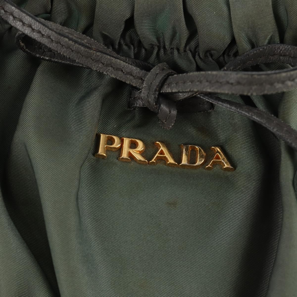 Prada PRADA Hand Bag Nylon 2way Green Gold Authentic 157145