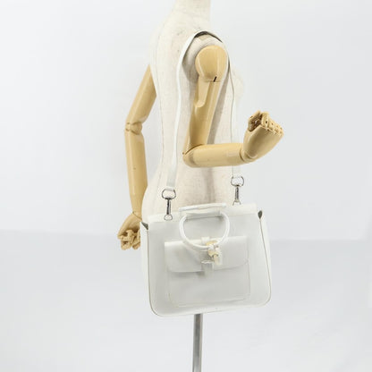 Gucci GUCCI Hand Bag Leather 2way White Silver 000 2058 0307 5 Authentic ep11566