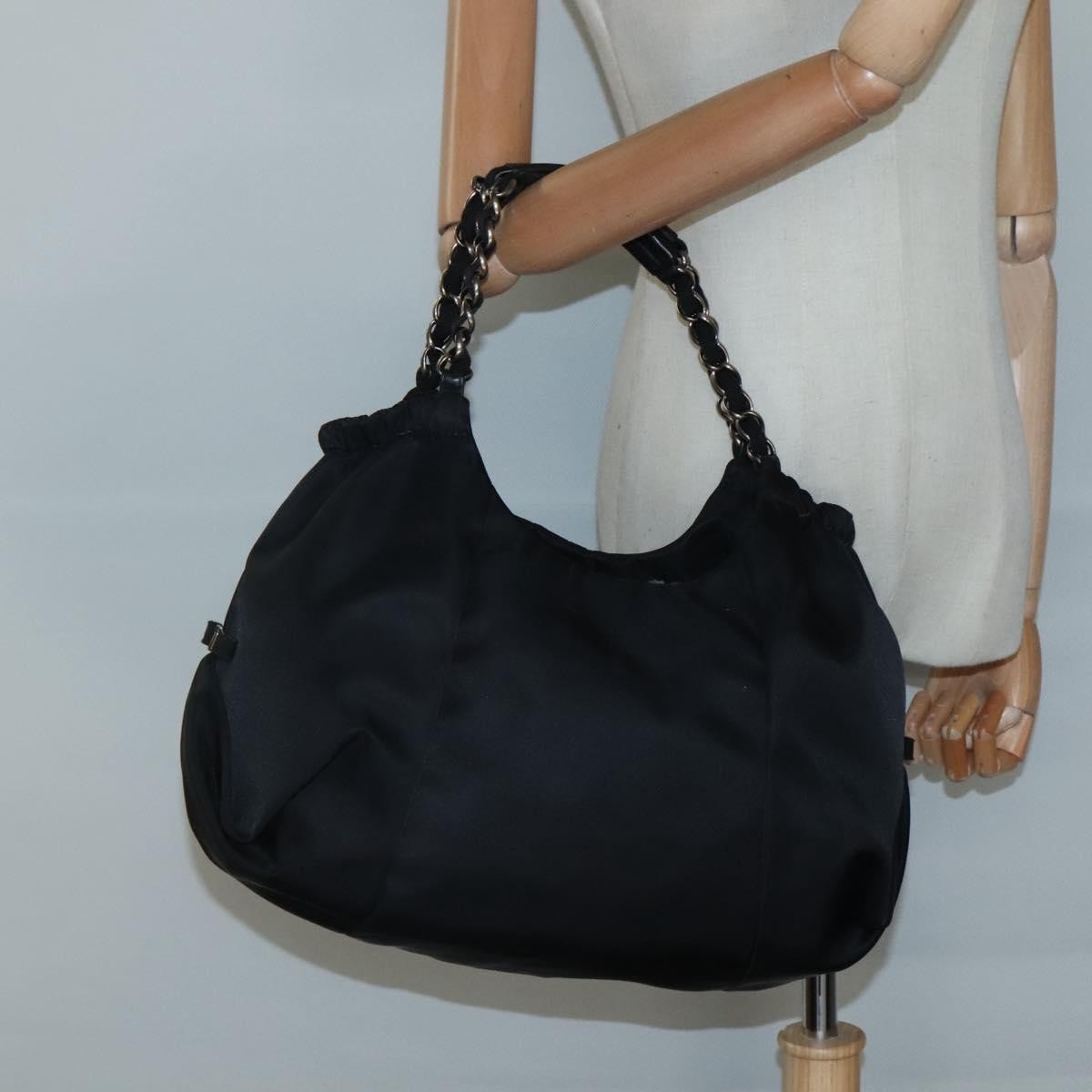 Salvatore Ferragamo Salvatore Ferragamo Chain Shoulder Bag Nylon Black Authentic 129646