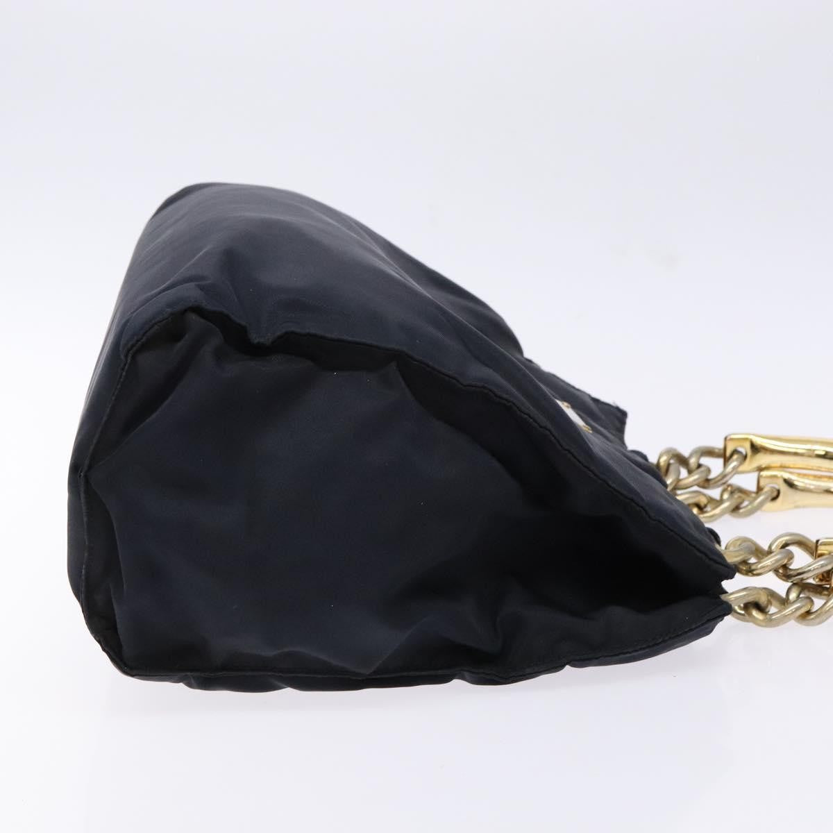 Prada PRADA Hand Bag Nylon Navy Gold Authentic 141629
