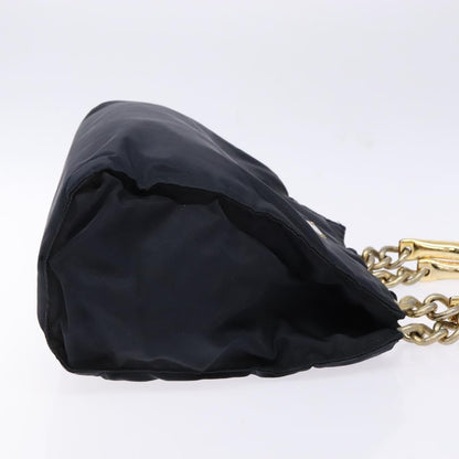 Prada PRADA Hand Bag Nylon Navy Gold Authentic 141629