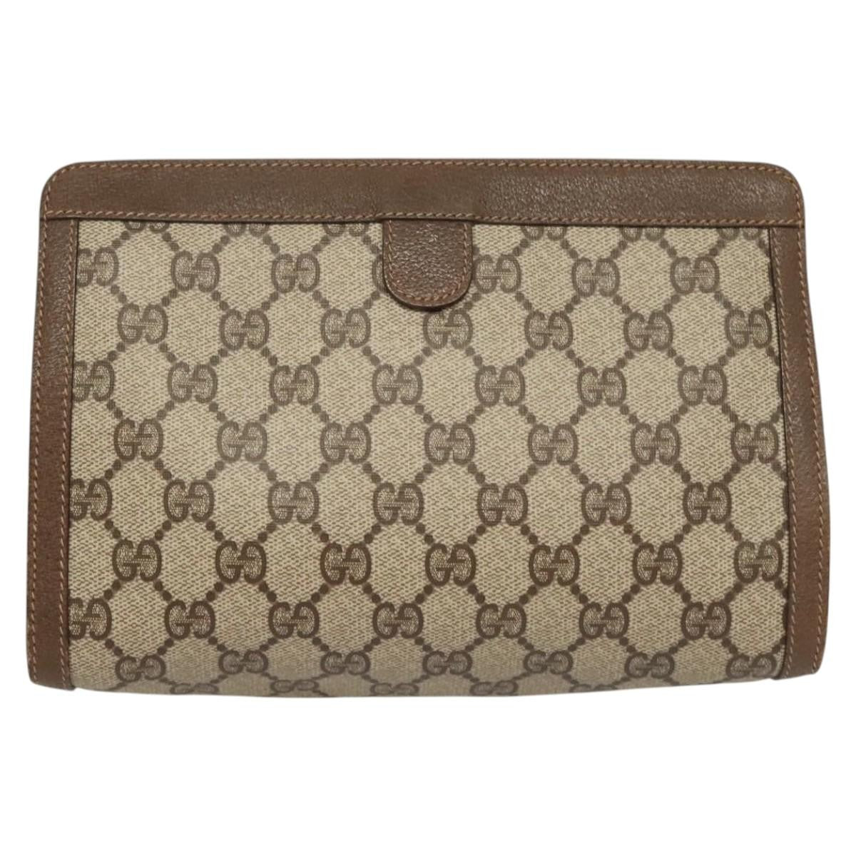 Gucci GUCCI GG Supreme Web Sherry Line Clutch Bag PVC Beige 89 01 032 Authentic 119134