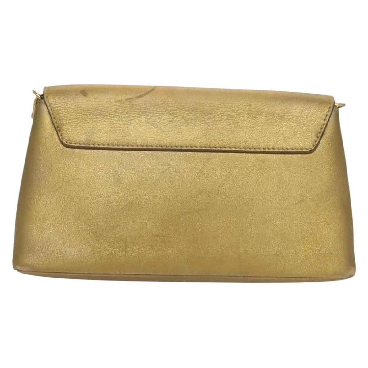 Louis Vuitton LOUIS VUITTON Love Note Shoulder Bag Leather Gold M53069 LV Authentic BA4535