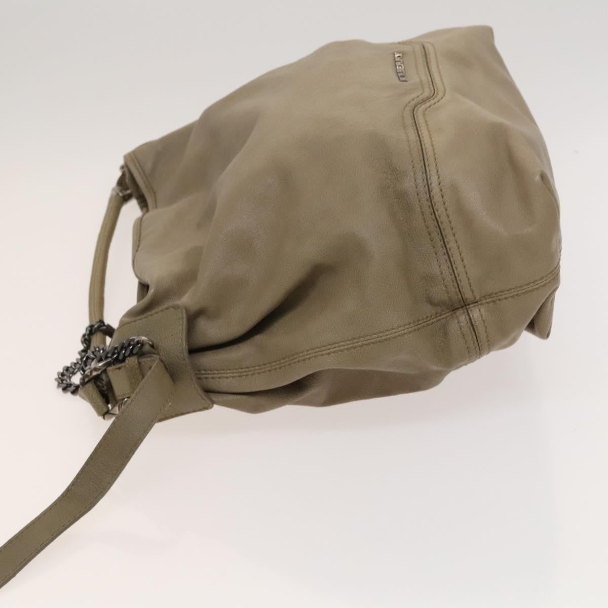 Burberry BURBERRY Shoulder Bag Leather Beige Authentic 119364
