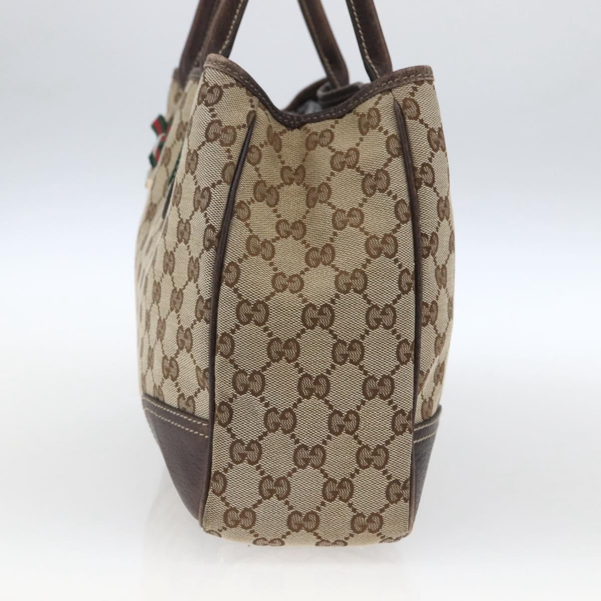 Gucci GUCCI Pretty GG Canvas Web Sherry Line Hand Bag Beige Gold 163805 Authentic 168668