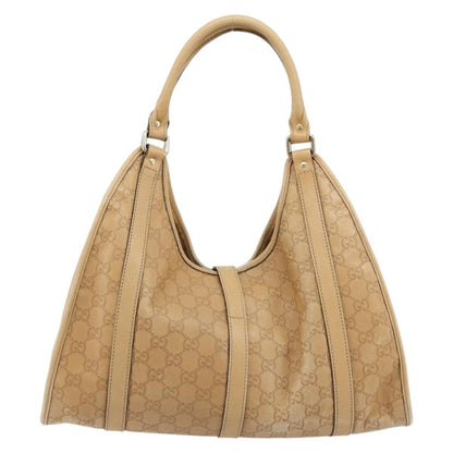 Gucci GUCCI GG Canvas Guccissima Jackie Bag Leather Gold Beige 203494 Authentic ep14099