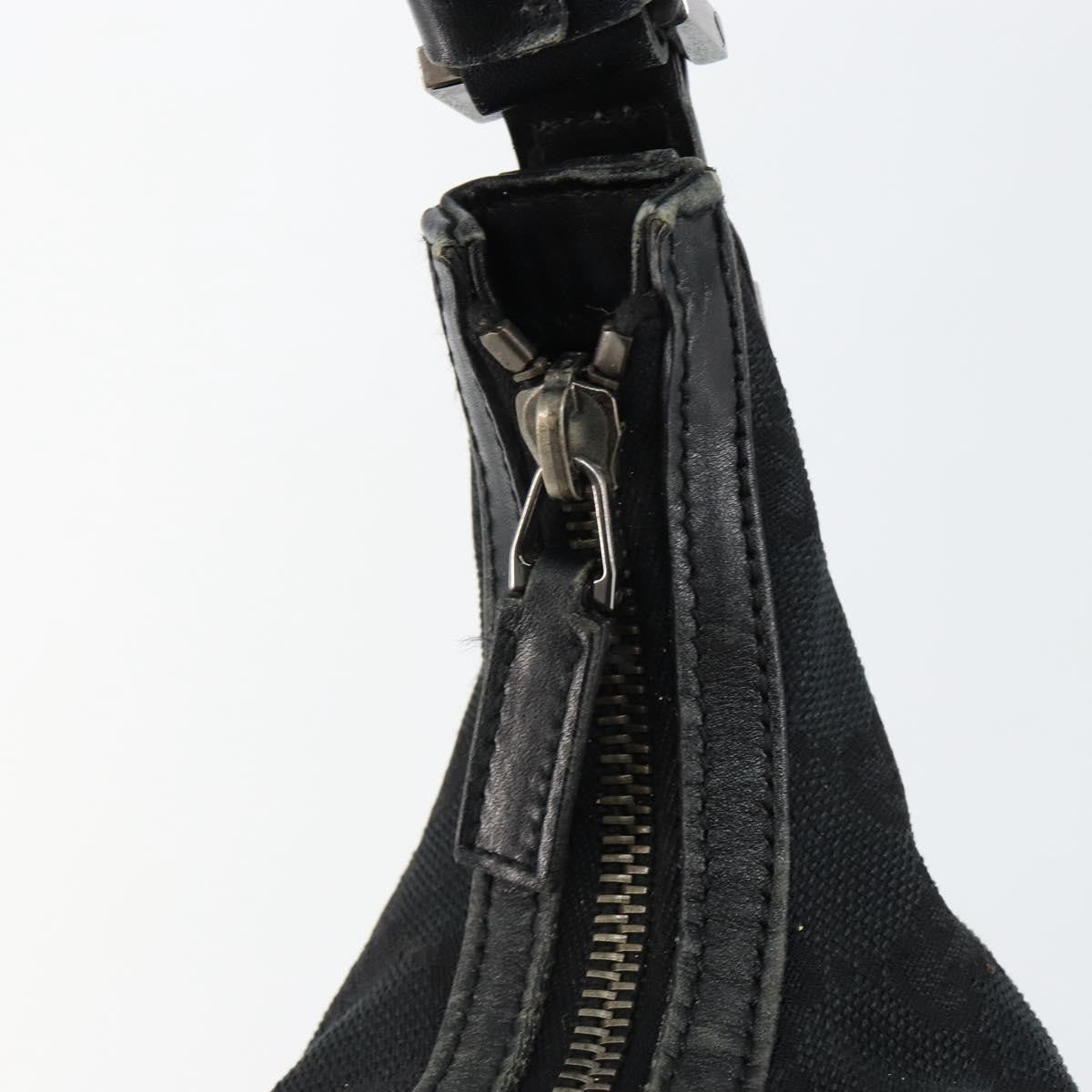 Gucci GUCCI GG Canvas Shoulder Bag Black Silver 001 4302 Authentic 144270