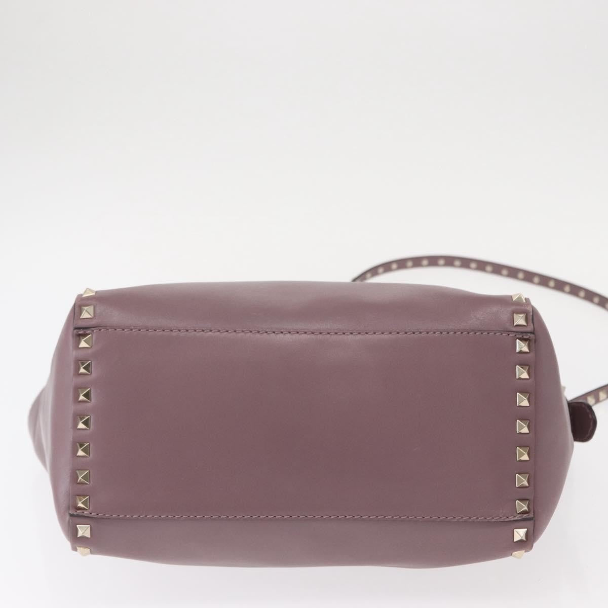 Valentino VALENTINO Studs Hand Bag Leather 2way Purple Gold Authentic gh1289