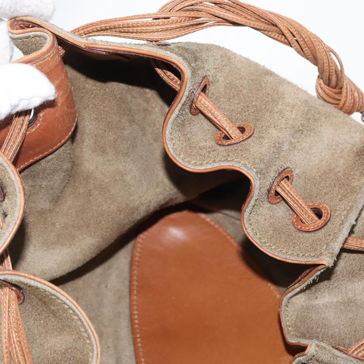 Gucci GUCCI Shoulder Bag Suede Beige Gold Authentic 162826