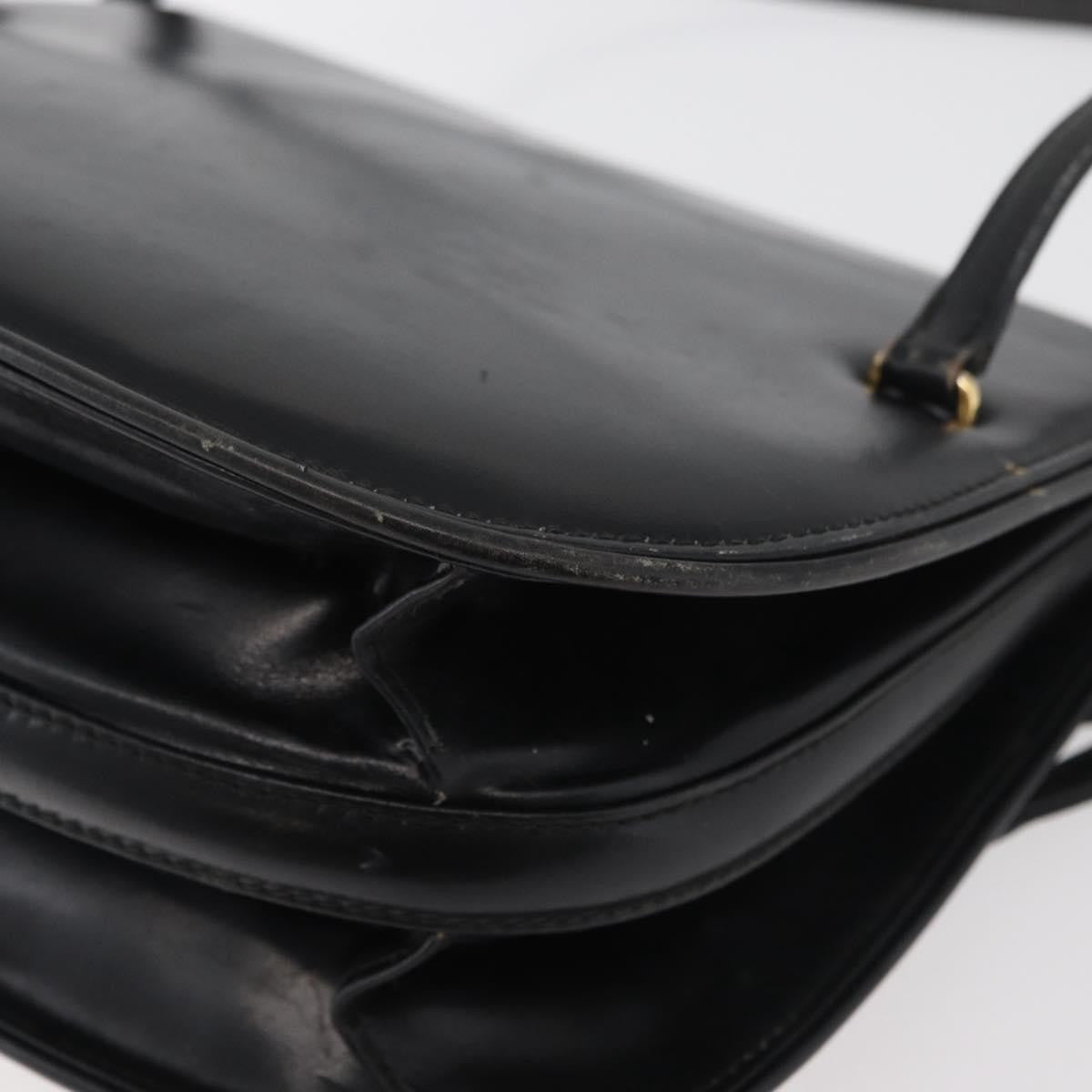 Gucci GUCCI Hand Bag Leather Black Gold Authentic ep14155