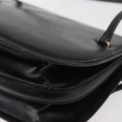 Gucci GUCCI Hand Bag Leather Black Gold Authentic ep14155