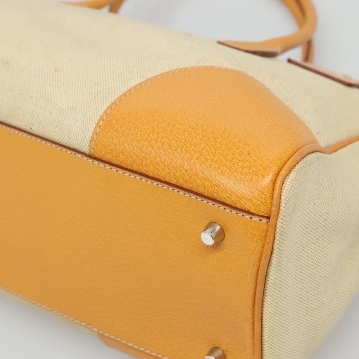Prada PRADA Hand Bag Canvas Beige Silver Authentic 127392