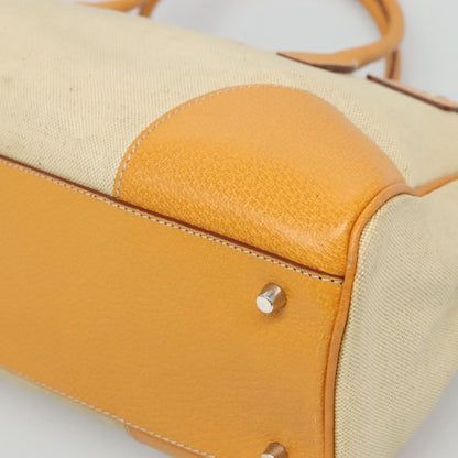 Prada PRADA Hand Bag Canvas Beige Silver Authentic 127392