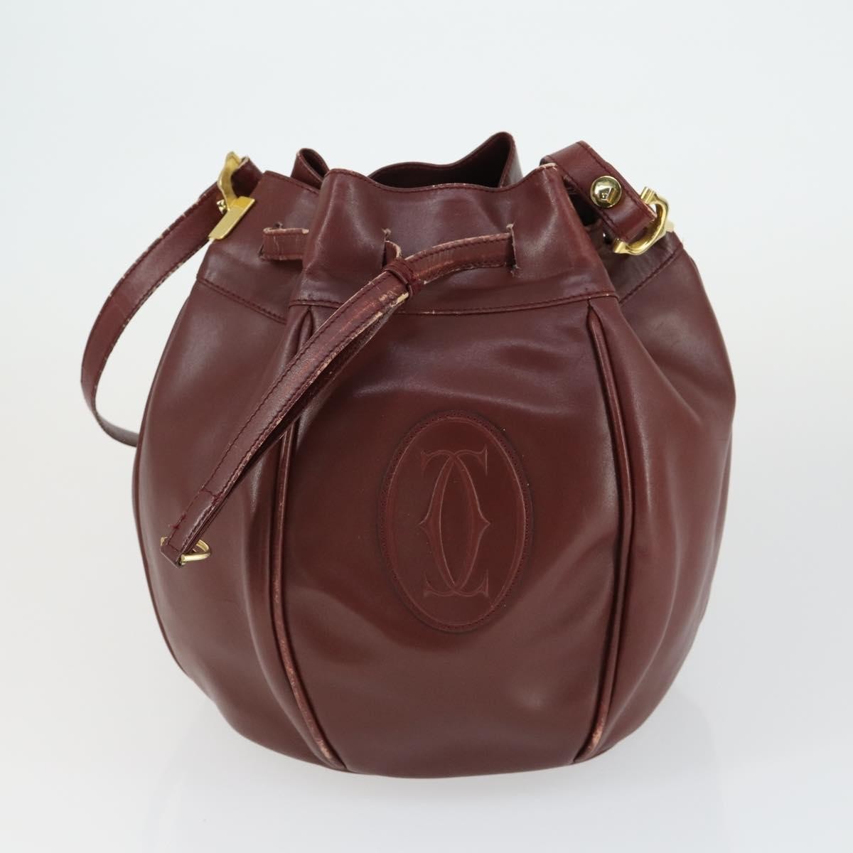 Cartier CARTIER Dior Shoulder Bag Leather 3 Set Bordeaux Authentic 165146