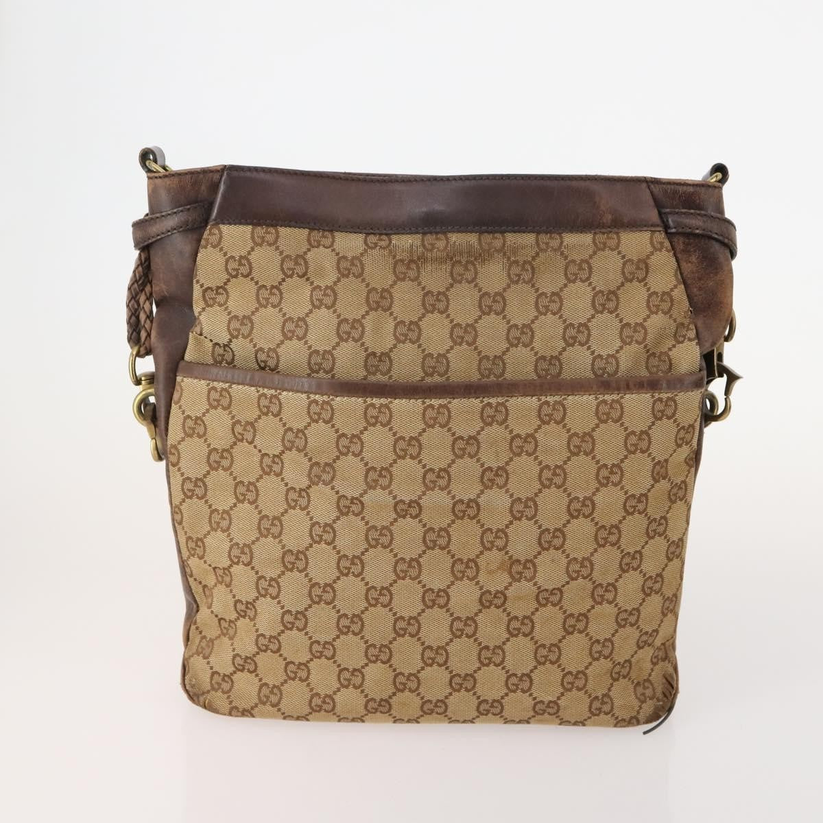 Gucci GUCCI GG Canvas Shoulder Bag 4 Set Black Beige Authentic 178854