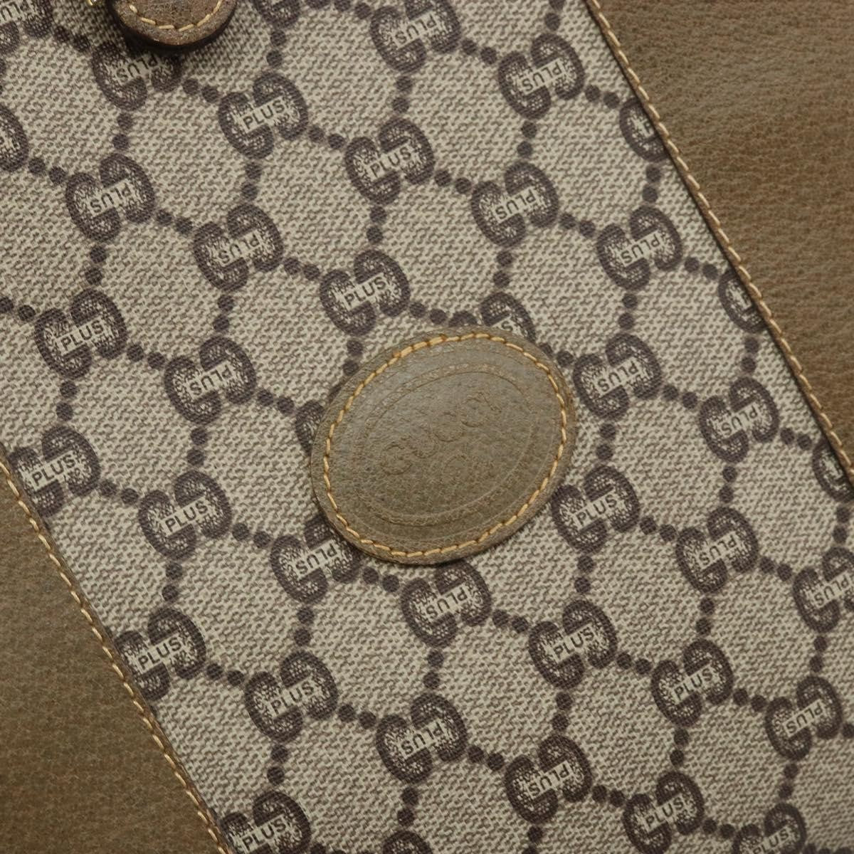 Gucci GUCCI GG Plus Supreme Web Sherry Line Tote Bag PVC Beige Gold Authentic ep13405