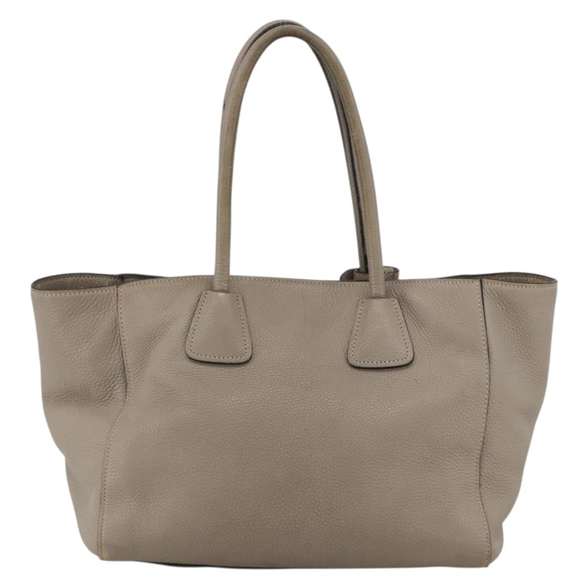 Prada PRADA Tote Bag Leather Gray Silver Authentic ka3597