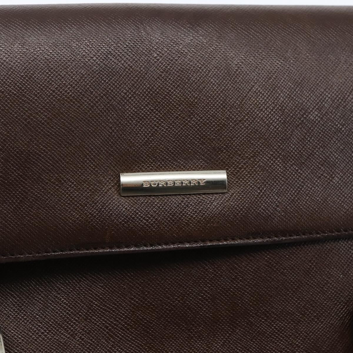 Burberry BURBERRY Hand Bag Leather Brown Silver Authentic BA10747