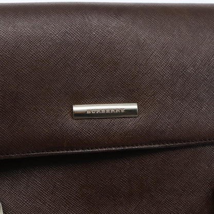 Burberry BURBERRY Hand Bag Leather Brown Silver Authentic BA10747