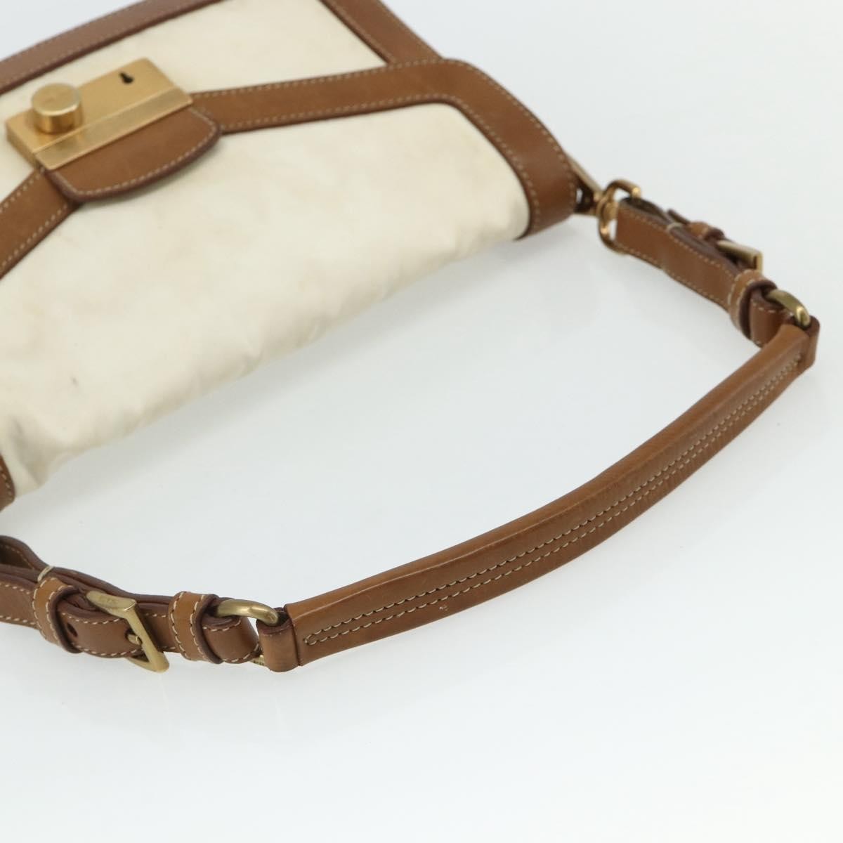 Prada PRADA Shoulder Bag Nylon Ivory Gold Authentic BA12301