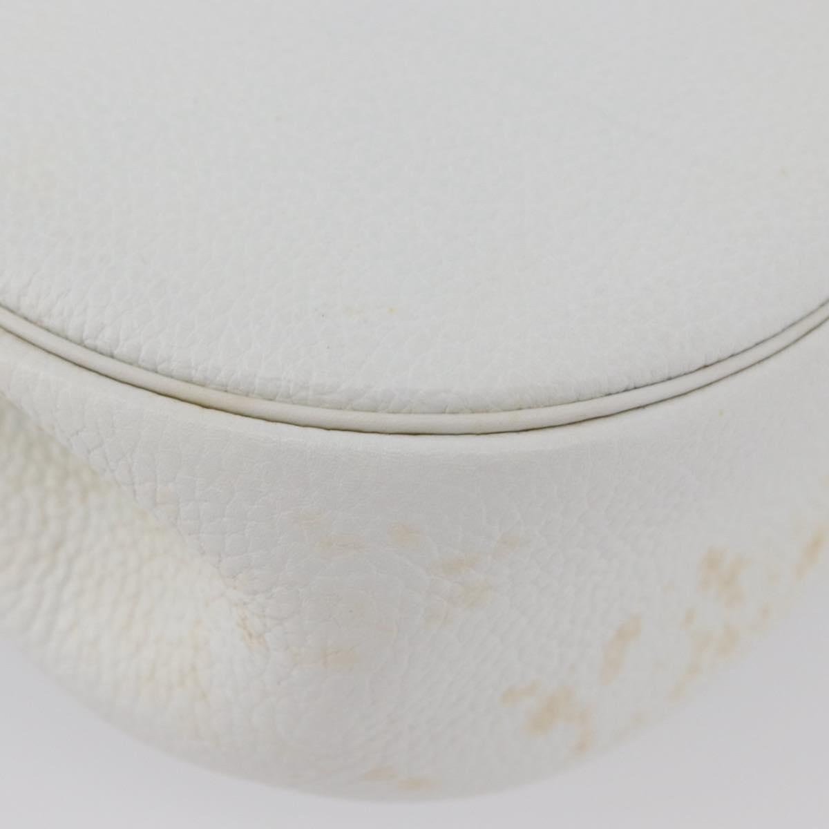 Dior Christian Dior Shoulder Bag Leather White Gold Authentic 176489