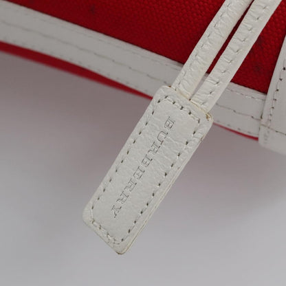 Burberry BURBERRY Blue Label Hand Bag Canvas Leather Red White Silver Authentic 113132