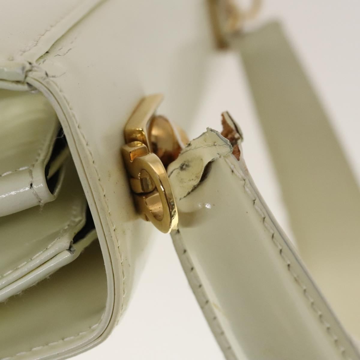 Salvatore Ferragamo Salvatore Ferragamo Gancini Hand Bag Leather 2way White Gold Authentic 134575