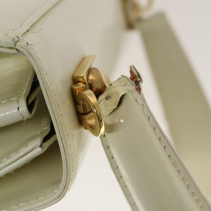 Salvatore Ferragamo Salvatore Ferragamo Gancini Hand Bag Leather 2way White Gold Authentic 134575