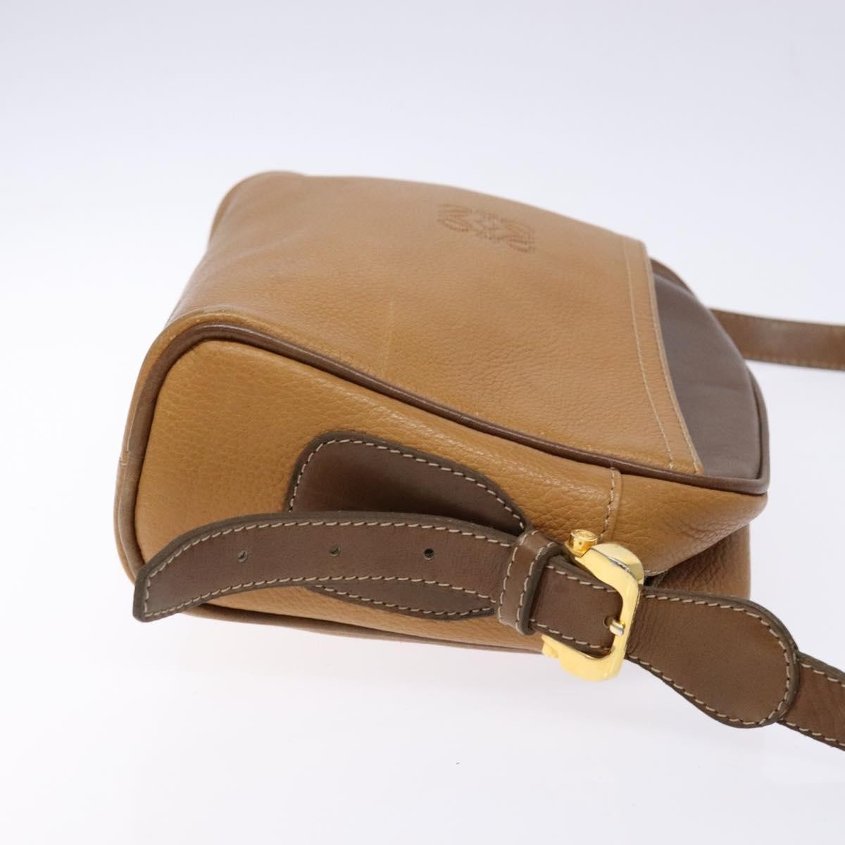 Loewe LOEWE Shoulder Bag Leather Brown Gold Authentic am8960