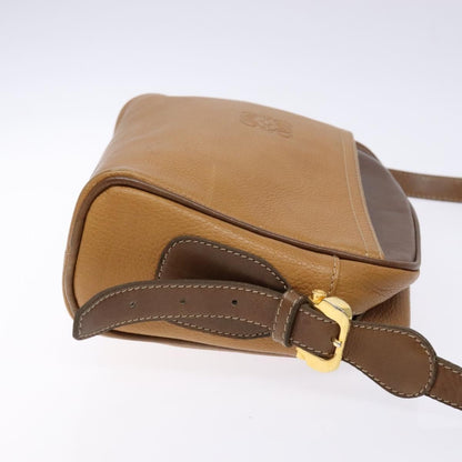 Loewe LOEWE Shoulder Bag Leather Brown Gold Authentic am8960