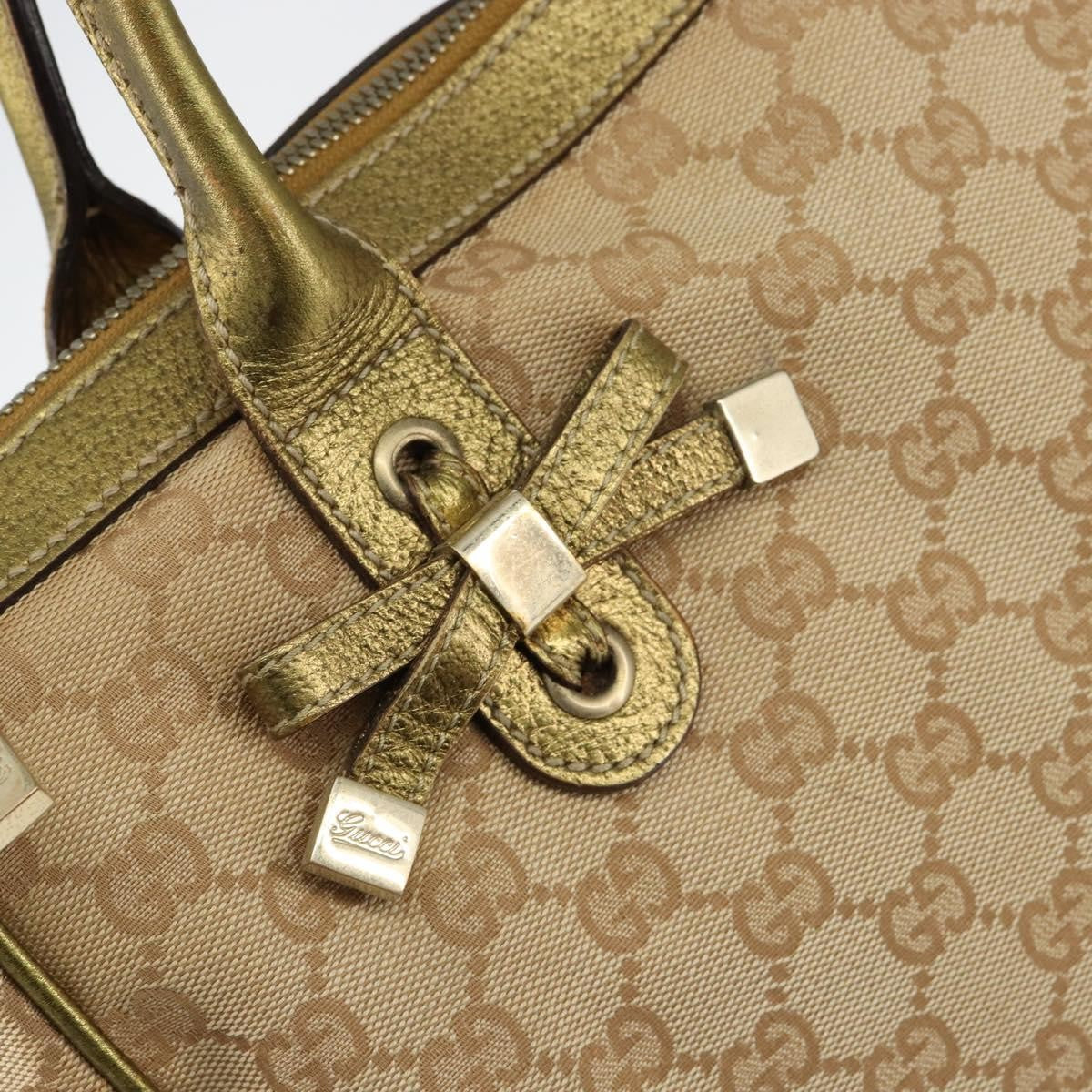 Gucci GUCCI GG Canvas Shoulder Bag Beige Gold 177052 Authentic 121395