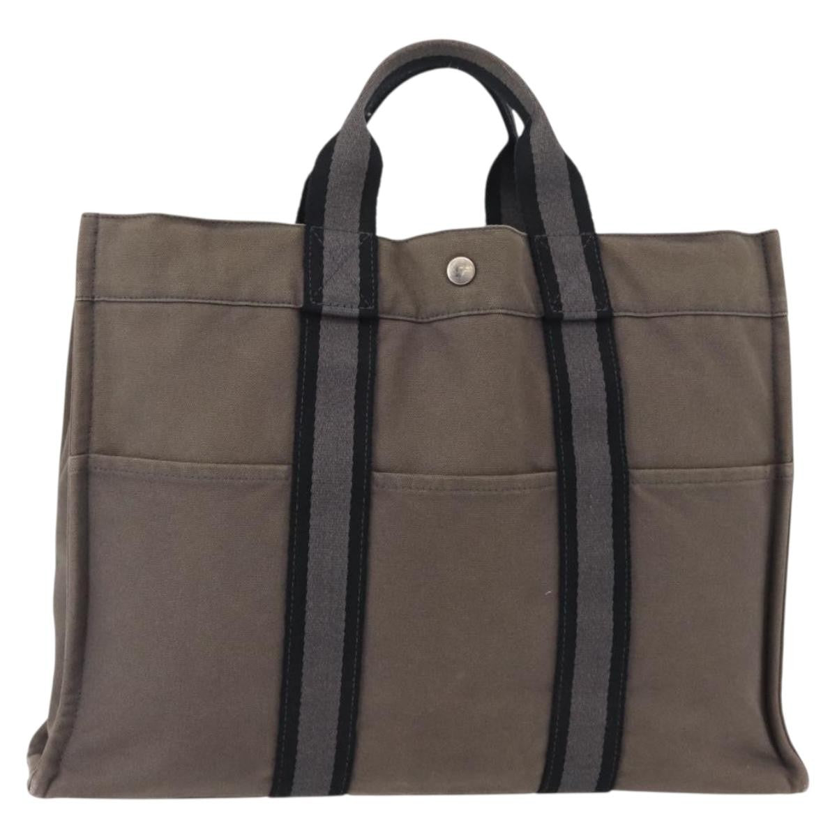 Hermès Hermès HERMES Fourre ToutMM Hand Bag Canvas Gray Silver Authentic 151280