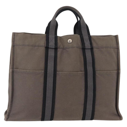 Hermès Hermès HERMES Fourre ToutMM Hand Bag Canvas Gray Silver Authentic 151280