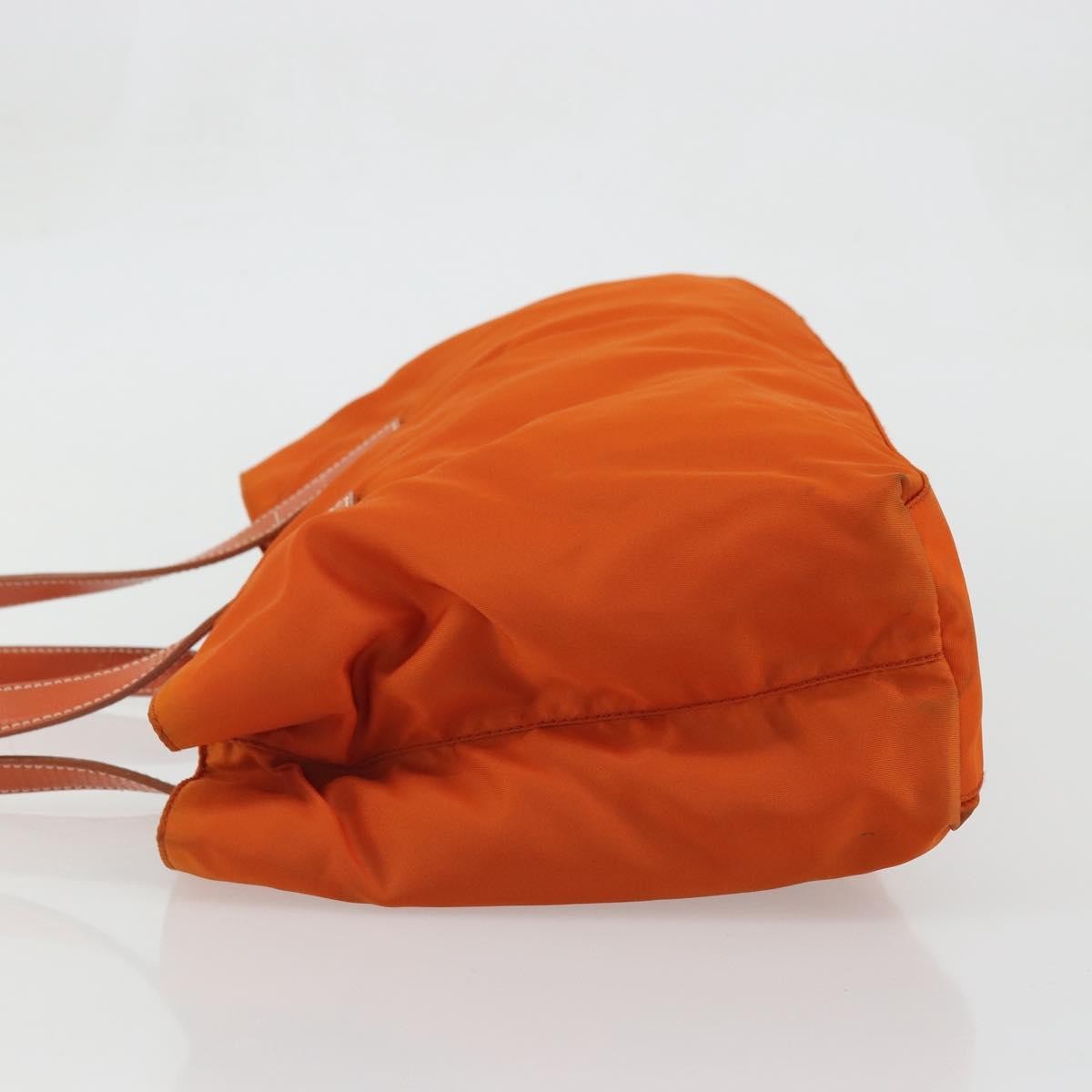 Prada PRADA Tote Bag Nylon Orange Silver Authentic 175378