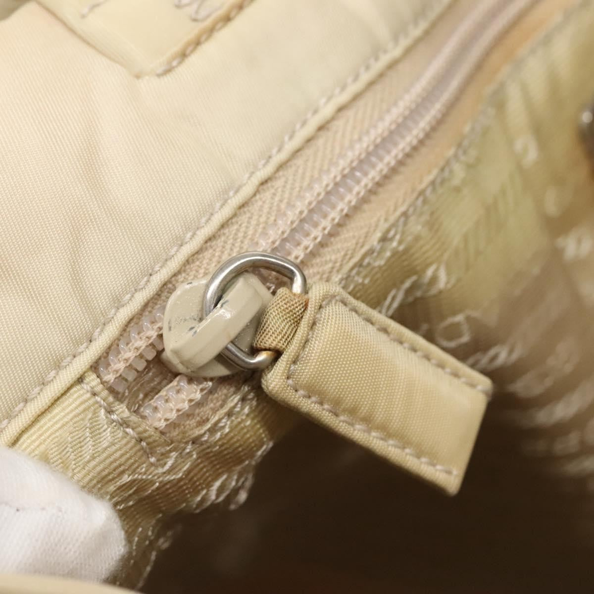Prada PRADA Tote Bag Nylon Beige Silver Authentic 139071
