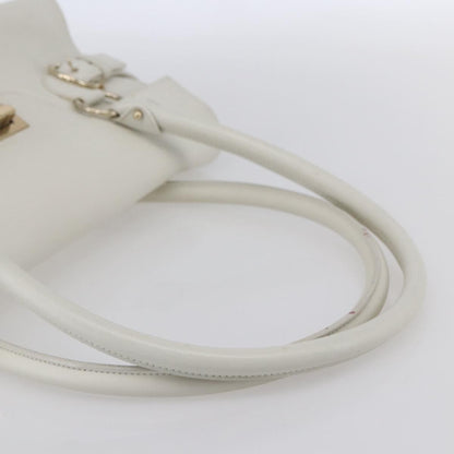 Salvatore Ferragamo Salvatore Ferragamo Gancini Shoulder Bag Leather White Gold Authentic 154689