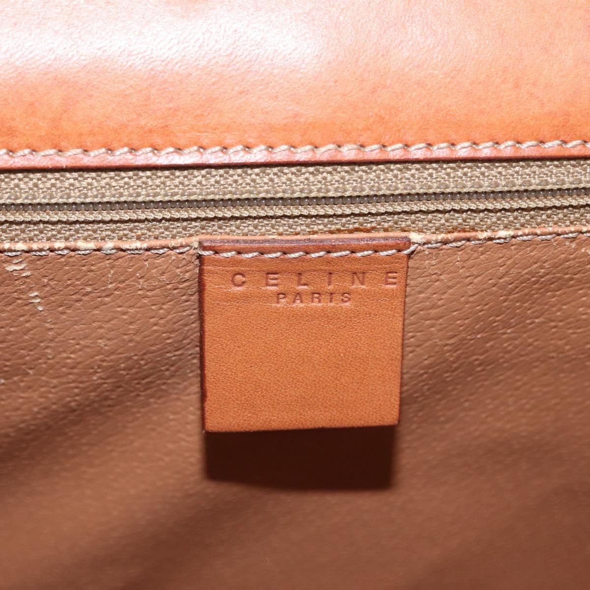 Celine CELINE Macadam Canvas Shoulder Bag PVC Leather Brown Gold Authentic 161521