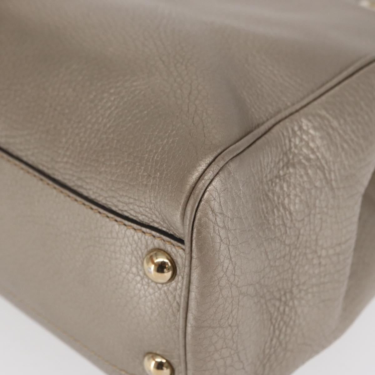 Gucci GUCCI Bamboo Hand Bag Leather Silver Gold 336032 Authentic ep12914