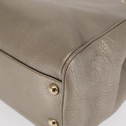 Gucci GUCCI Bamboo Hand Bag Leather Silver Gold 336032 Authentic ep12914