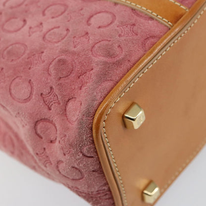 Celine CELINE C Macadam Canvas Hand Bag Suede Pink Gold Authentic bs29469