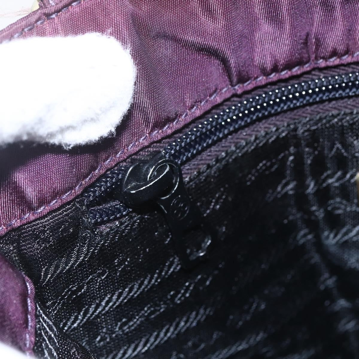 Prada PRADA Hand Bag Nylon Metal Purple Gold Authentic 155415